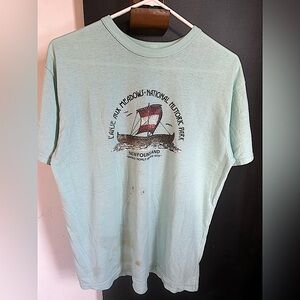 Vintage 70s/80s 50/50 Cotton Poly Newfoundland Viking Tshirt Size L